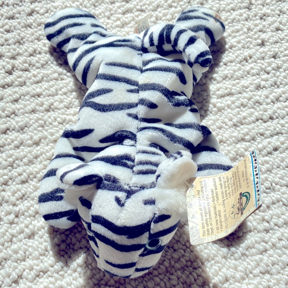 Vintage Nature Bean Buddies White tiger 1999 K&M 8 inch with tag